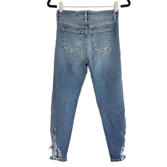 FREE PEOPLE About a Girl Distressed High Rise Ankle Skinny Denim Jeans Size 26 - Picture 4 of 11